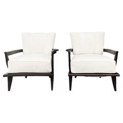 Antique 20th Century French Pair of Beech Armchairs by Etienne-Henri Martin & Steiner