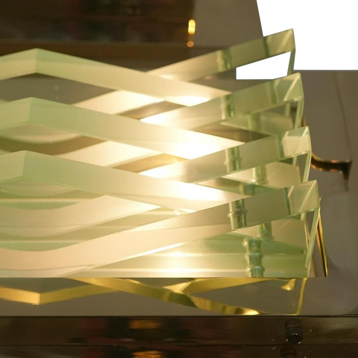 20. Jahrhundert Französisch Paar abgeschrägten Murano-Glas Wandleuchter von Max Ingrand im Angebot 12