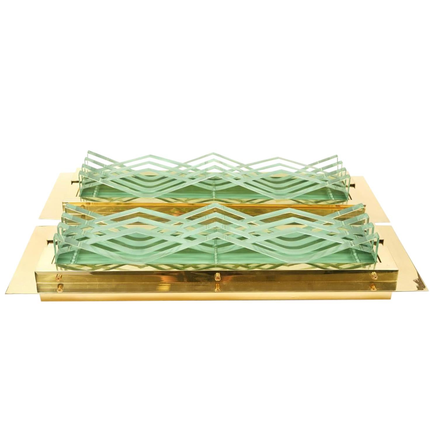 20. Jahrhundert Französisch Paar abgeschrägten Murano-Glas Wandleuchter von Max Ingrand (Handgefertigt) im Angebot