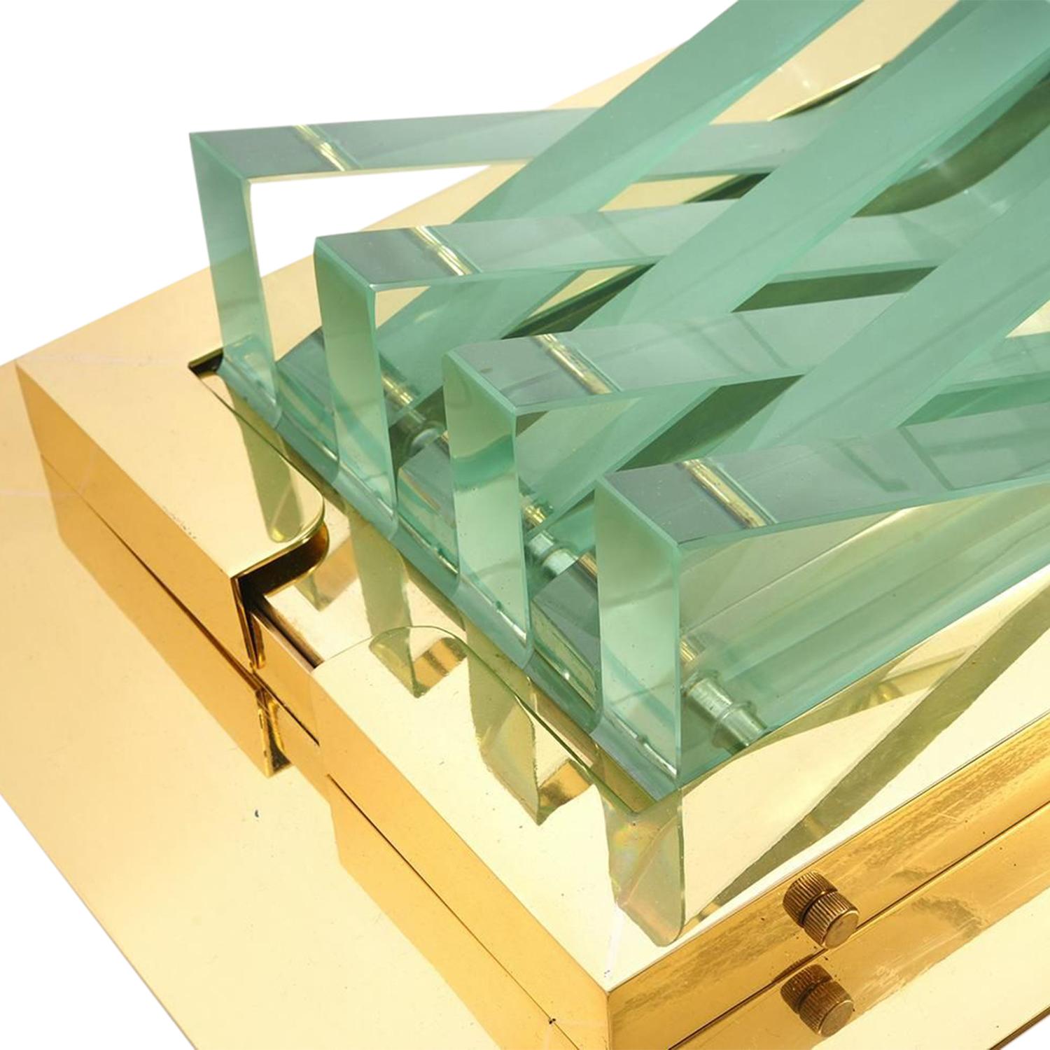 20. Jahrhundert Französisch Paar abgeschrägten Murano-Glas Wandleuchter von Max Ingrand (Metall) im Angebot