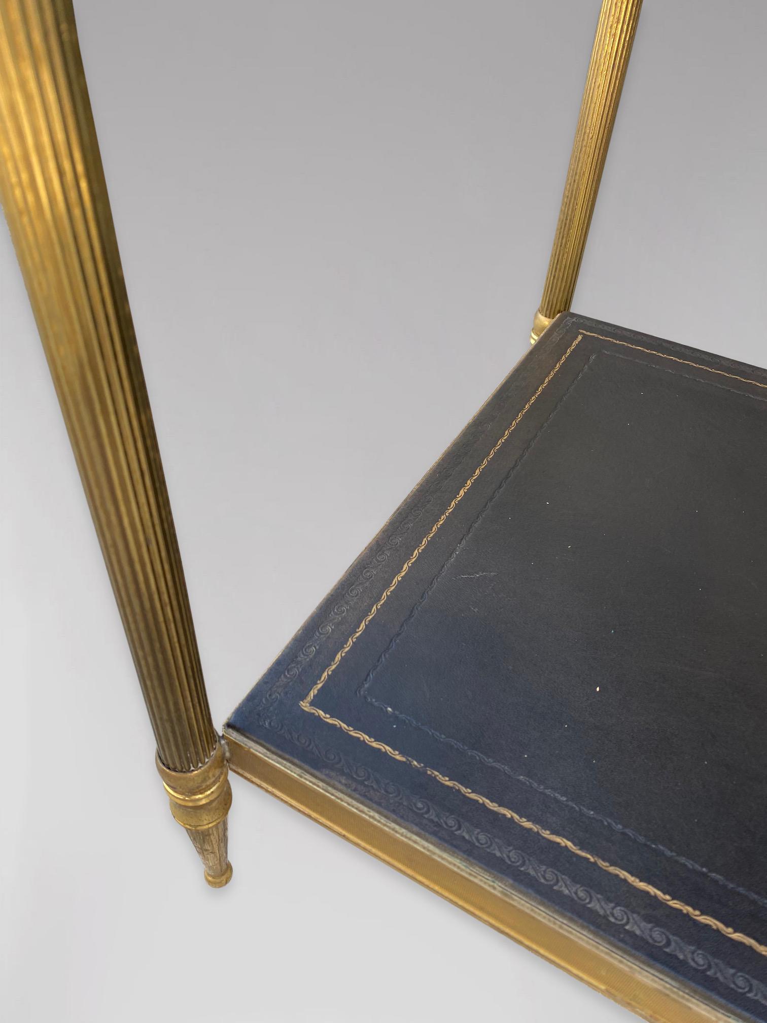 20th Century French Pair of Brass and Leather Side Tables, 1960 In Good Condition In Petworth,West Sussex, GB