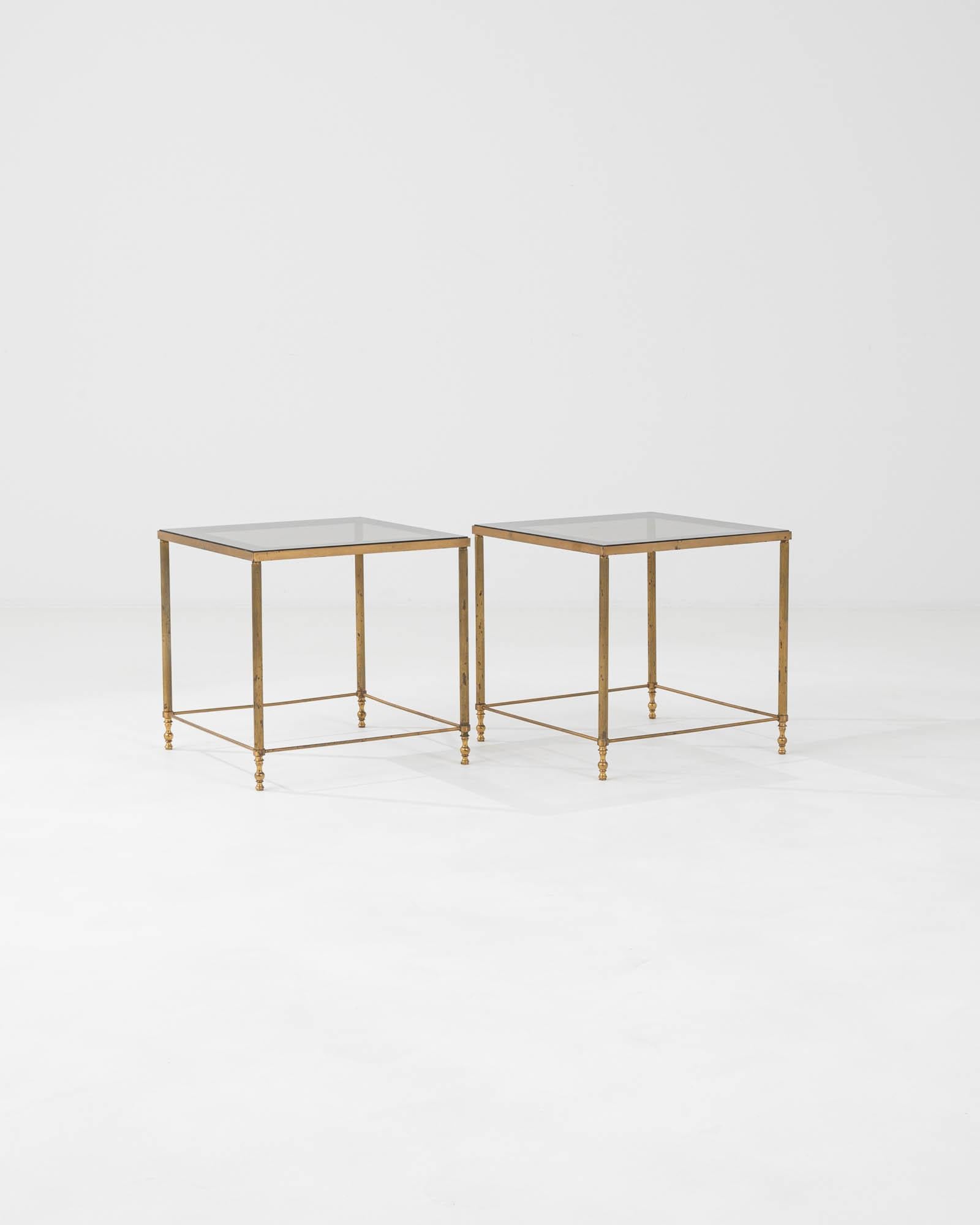 20th Century French Pair Of Brass Coffee Tables With Glass Tops By Maison Jansen For Sale 1