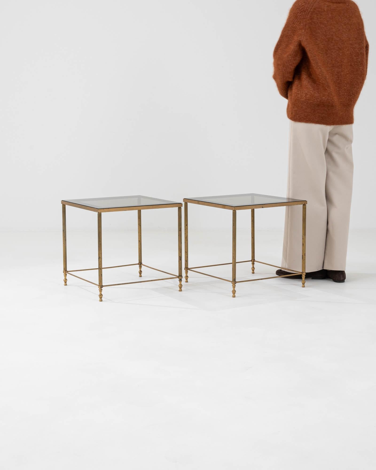 20th Century French Pair Of Brass Coffee Tables With Glass Tops By Maison Jansen For Sale 2