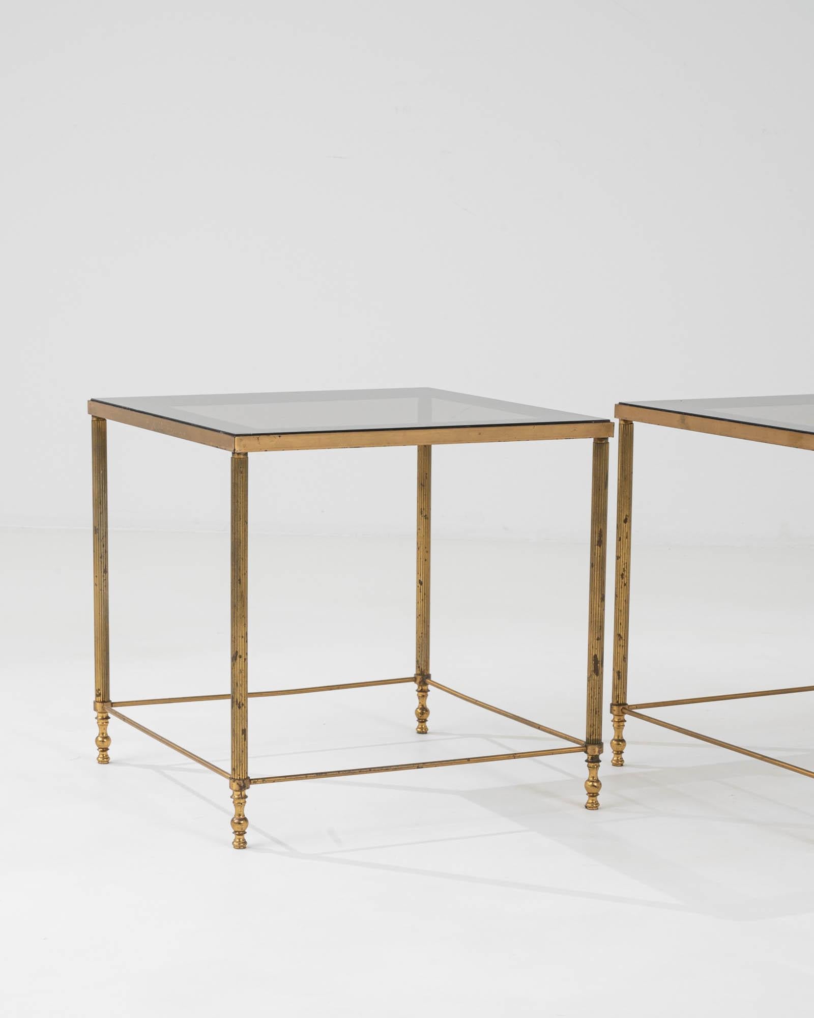 20th Century French Pair Of Brass Coffee Tables With Glass Tops By Maison Jansen For Sale 3