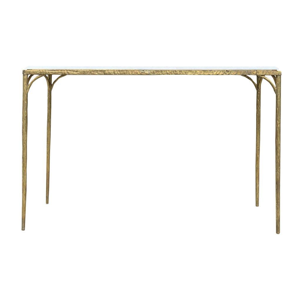 Mid-Century Modern 20th Century French Pair of Bronze Console Tables in the Style of Maison Baguès