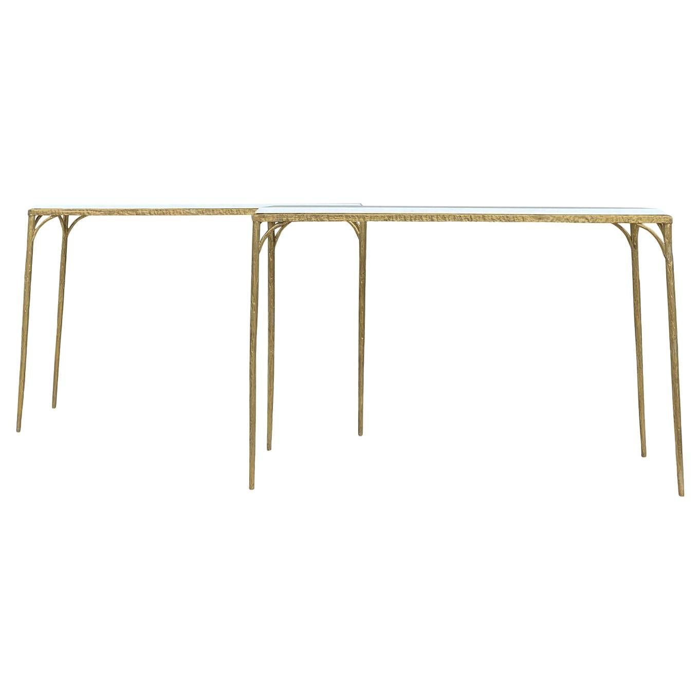 20th Century French Pair of Bronze Console Tables in the Style of Maison Baguès
