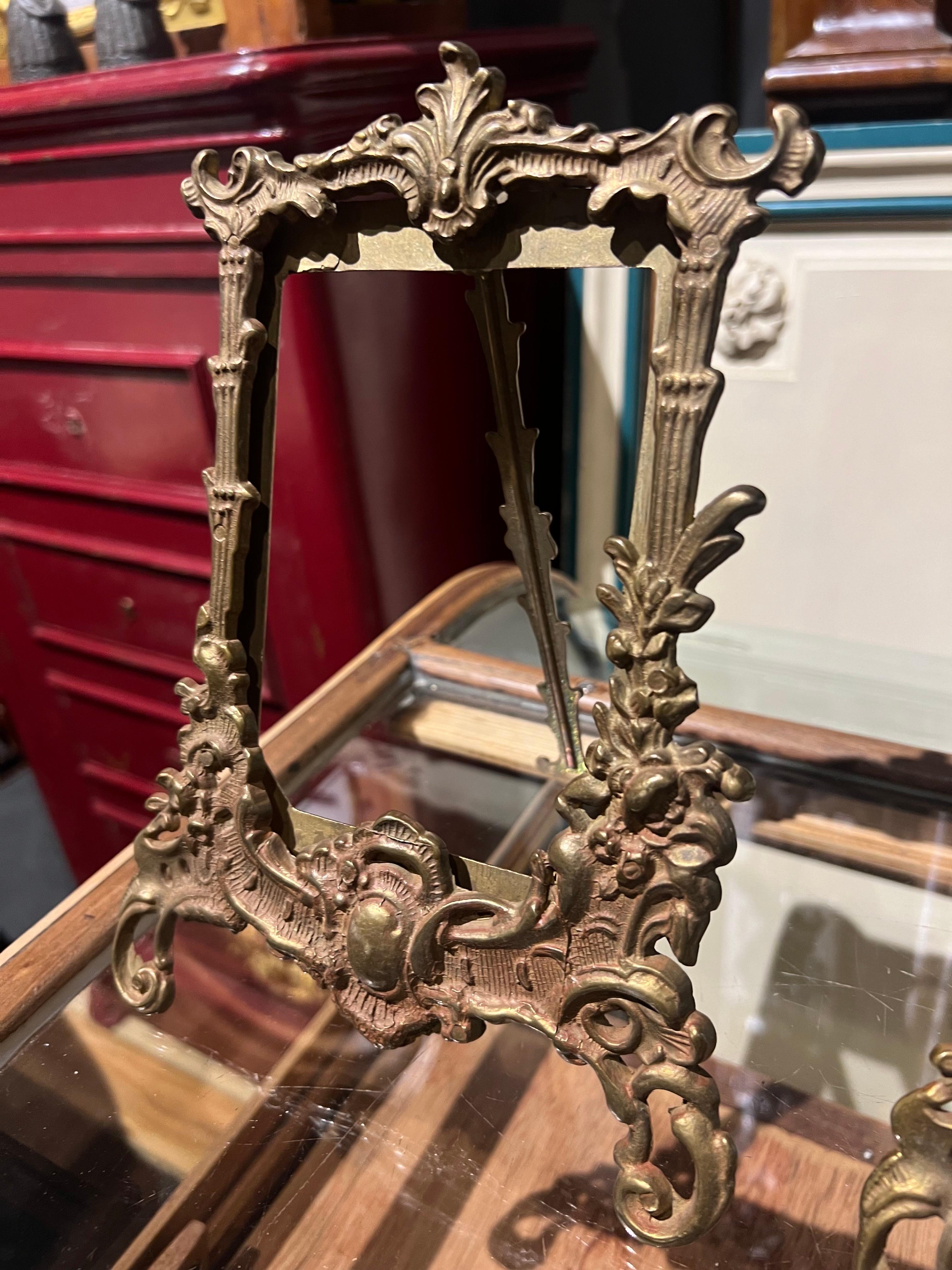 Hand-Carved 20th Century French Pair of Bronze Hand Made Picture Frames For Sale
