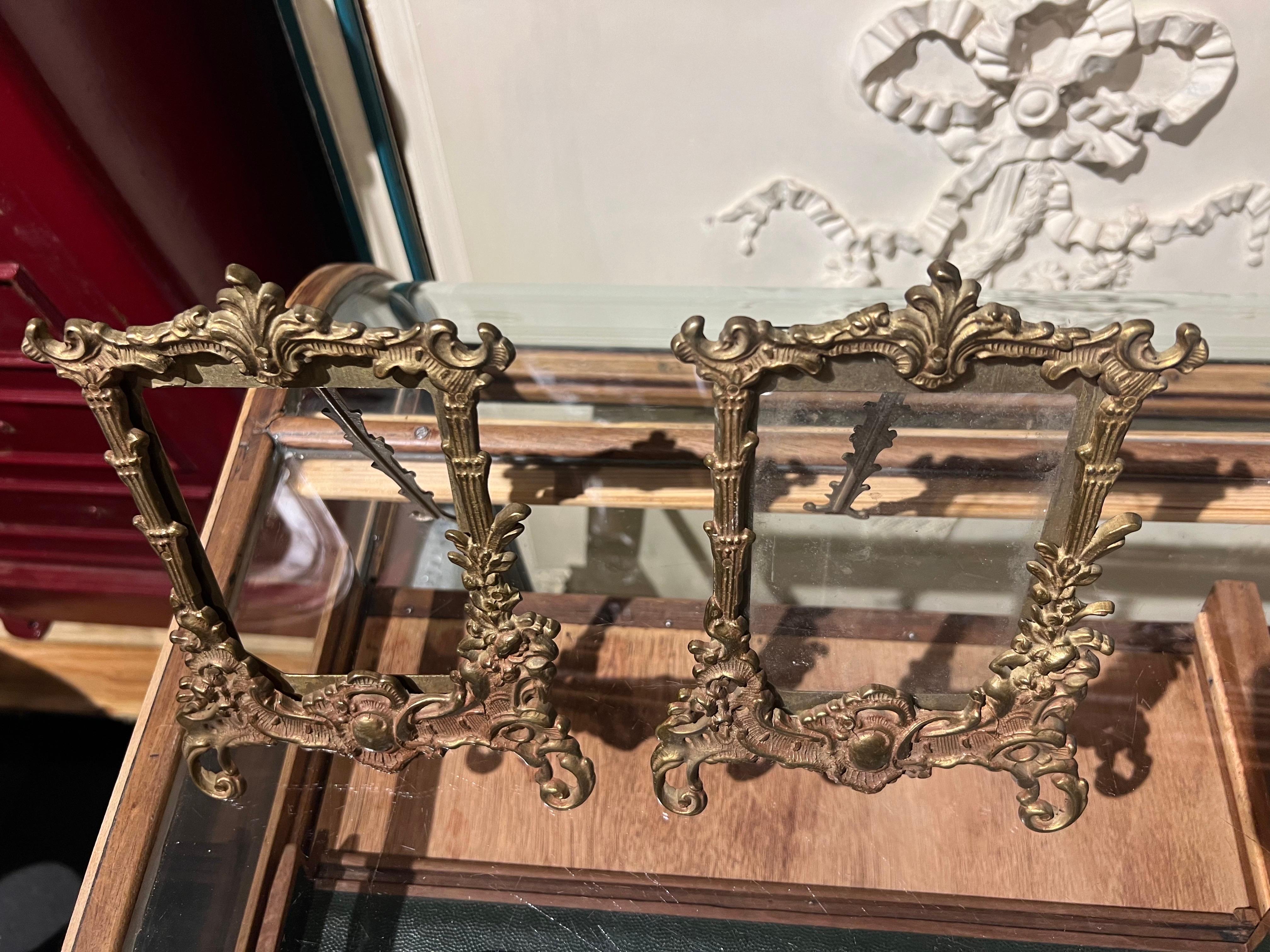 19th Century 20th Century French Pair of Bronze Hand Made Picture Frames For Sale