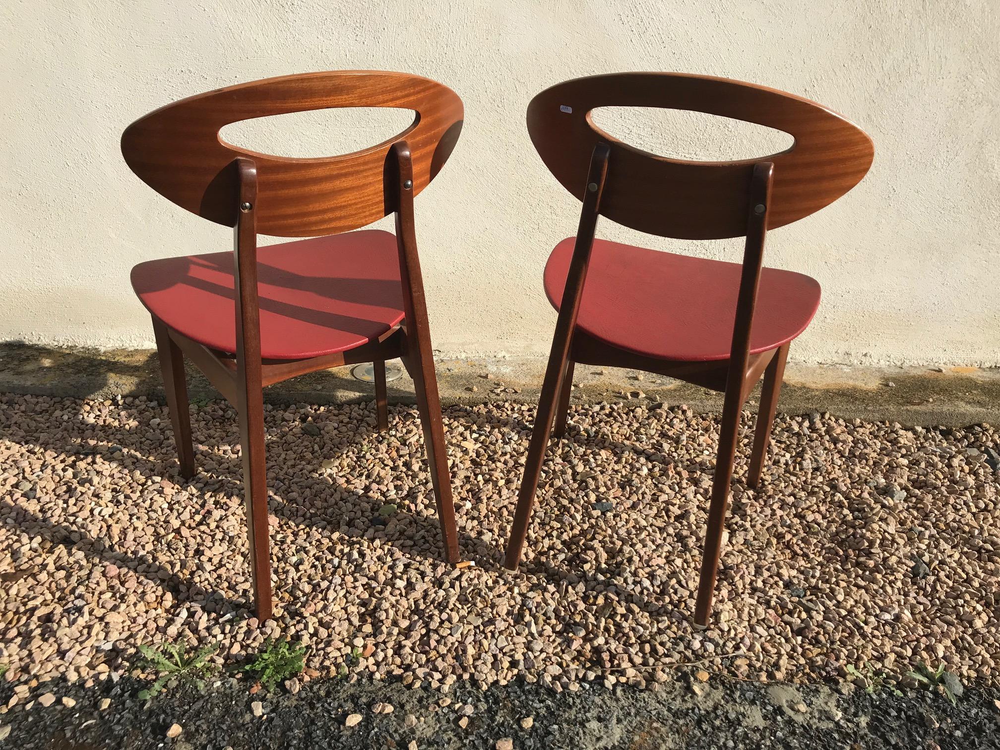 Mid-20th Century 20th Century French Pair of Chairs Vintage, 1960s