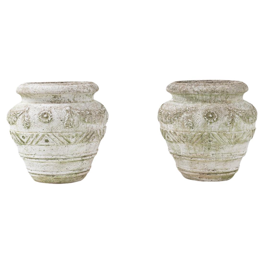 20th Century French Pair Of Concrete Planters