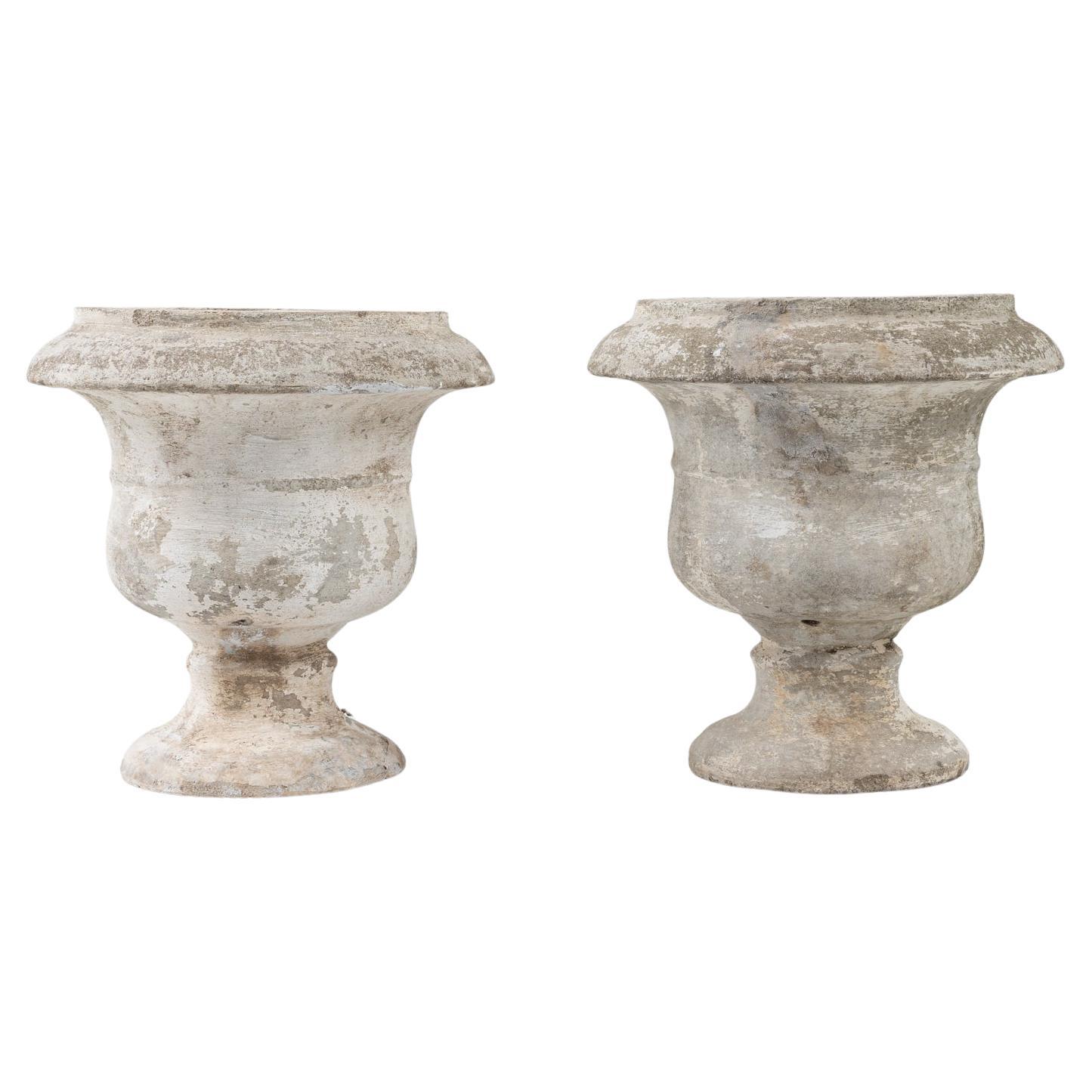 20th Century French Pair Of Concrete Planters For Sale