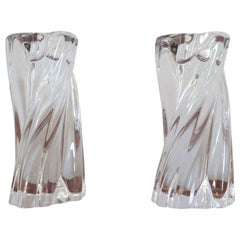 Retro 20th Century French Pair of Crystal Candlesticks by Baccarat