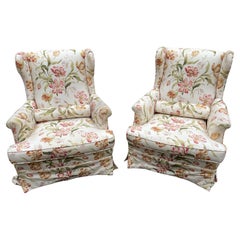 20th Century French Pair of Flower Fabric Armchair