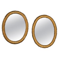20th Century French Pair Of Gilt Rope Twist Design Mirrors, c.1920