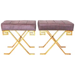20th Century French Pair of Gold Iron Benches by Jean Michel Frank