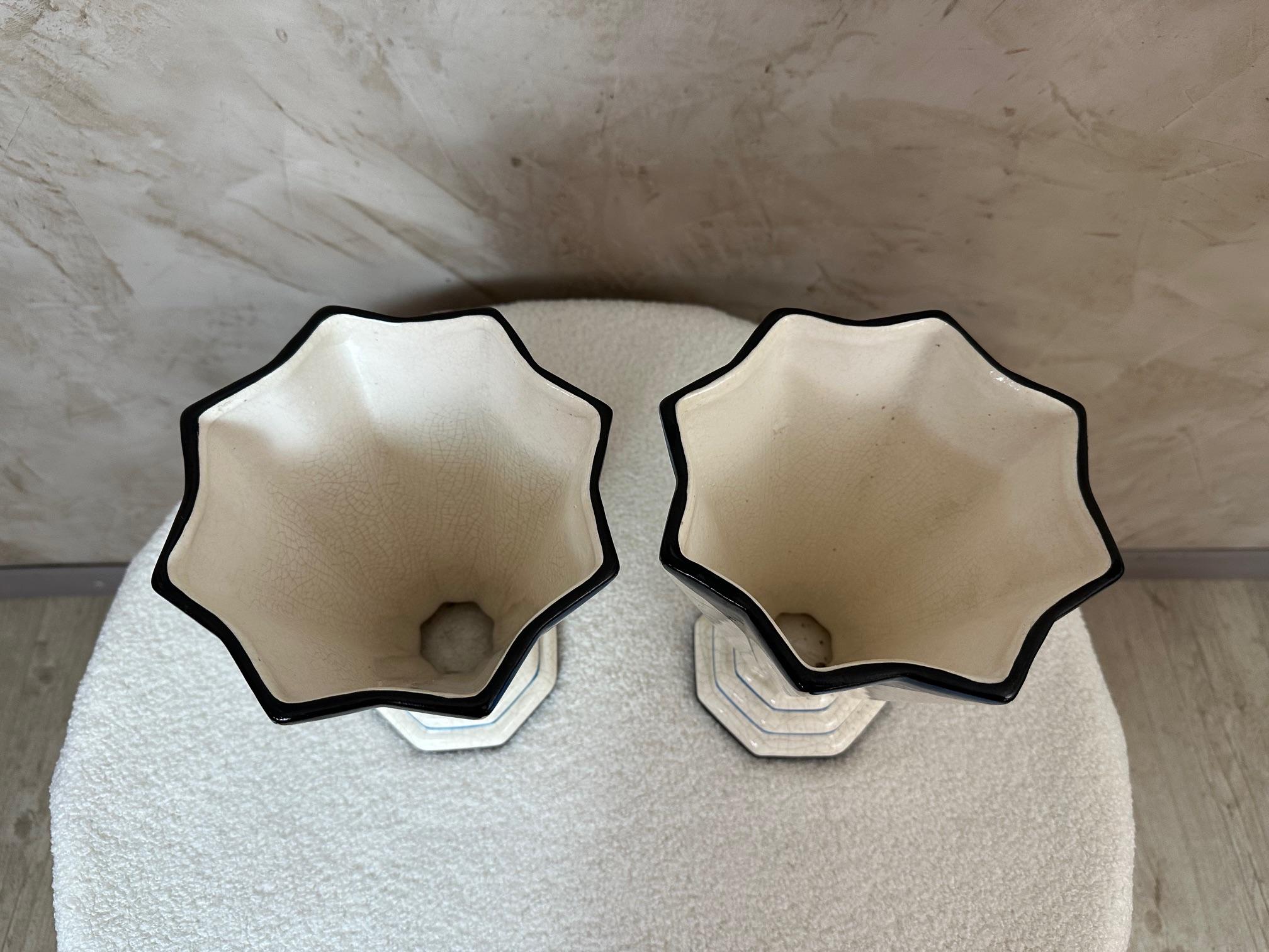 20e siècle Paire de vases Art déco en faïence de Longwy, 1930 en vente 4