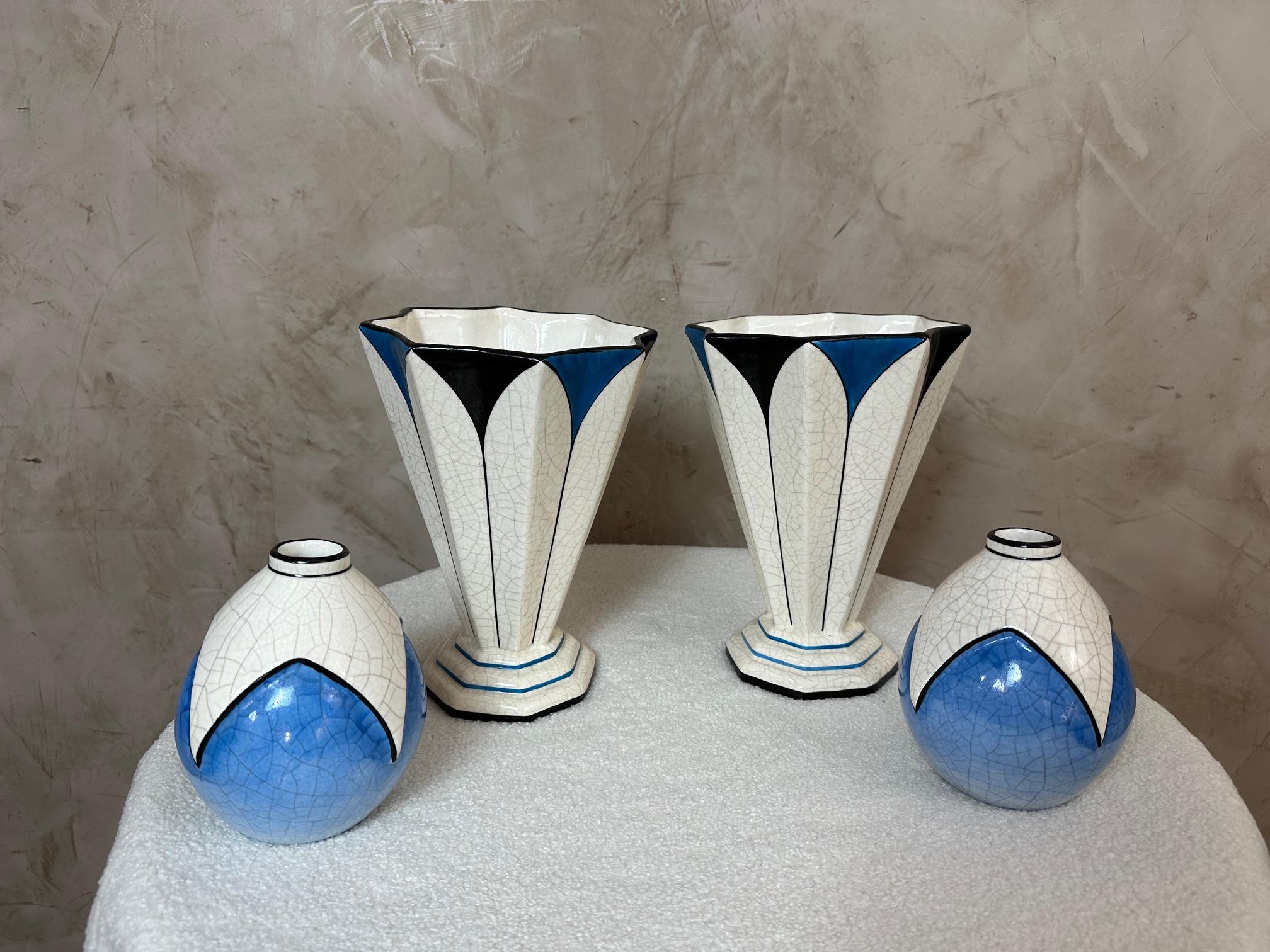 20e siècle Paire de vases Art déco en faïence de Longwy, 1930 en vente 5