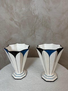 20. Jahrhundert Französisch Paar Longwy Steingut Art deco Vasen, 1930er Jahre