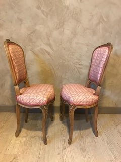 20th Century French Pair of Louis XV Reupholstered Chairs, 1950s