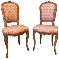 20th Century French Pair of Louis XV Reupholstered Chairs, 1950s