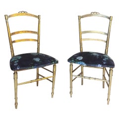 20th Century, French Pair of Louis XVI Style Gilded Bronze Chairs, 1930s