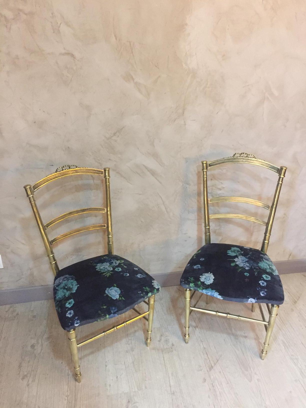 20th Century, French Pair of Louis XVI Style Gilted Bronze Chairs, 1930s In Good Condition In LEGNY, FR