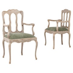 20th Century French Pair Of Oak Armchairs With Upholstered Seats 20th Century French Pair Of Oak Armchairs With Upholstered Seats