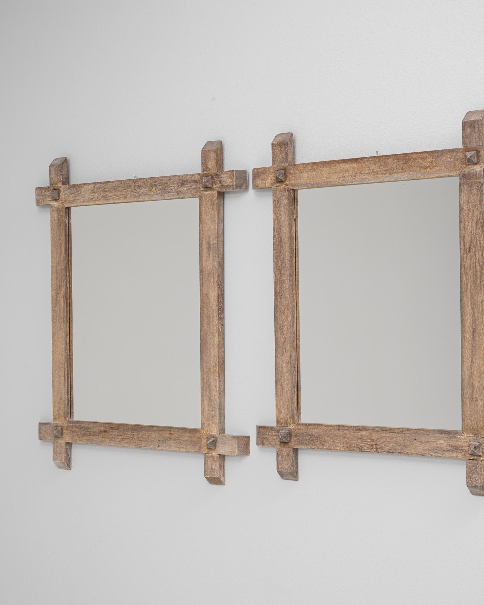 Coppia di specchi francesi del XX secolo in Oak in vendita 1
