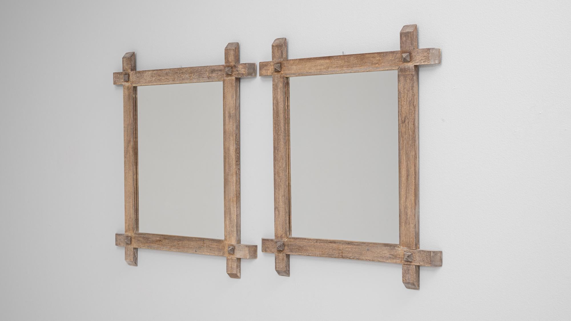 Coppia di specchi francesi del XX secolo in Oak in vendita 2