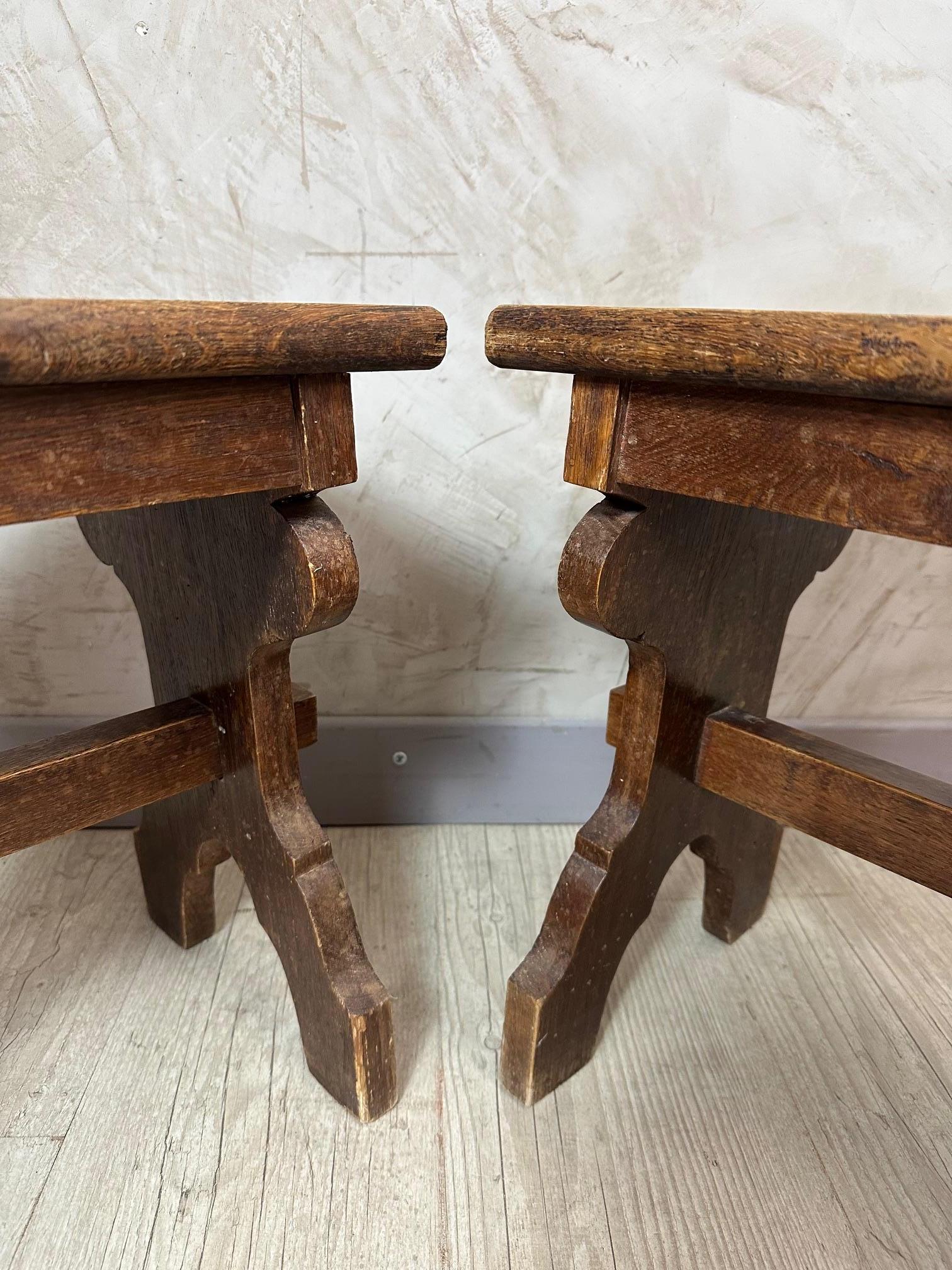 20e siècle Paire de tabourets en Oak, 1920 en vente 5