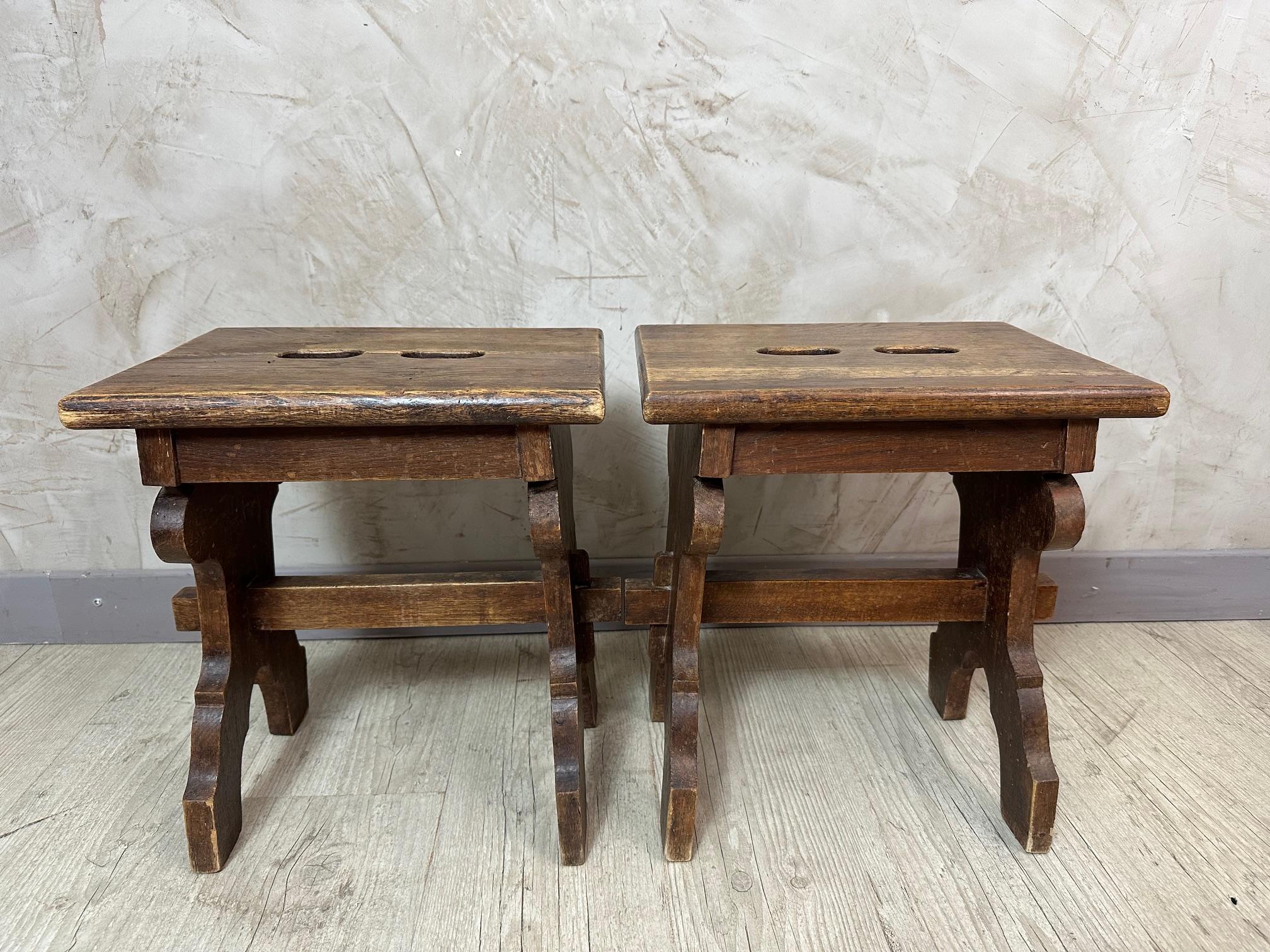 Début du 20ème siècle 20e siècle Paire de tabourets en Oak, 1920 en vente