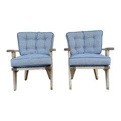 20th Century French Pair of Oakwood Spindle Chairs by Guillerme et Chambron