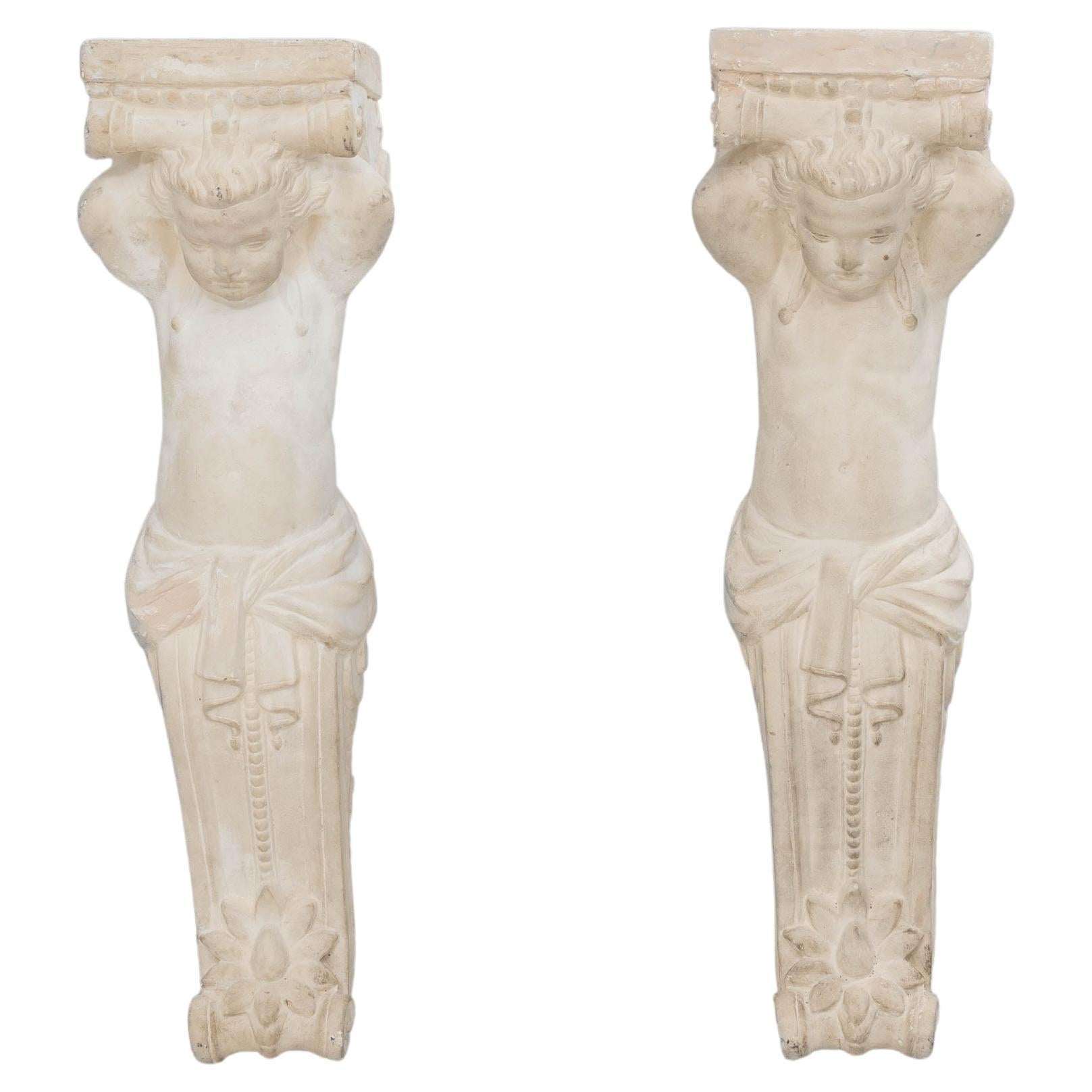 20th Century French Pair of Plaster Wall Sculptures