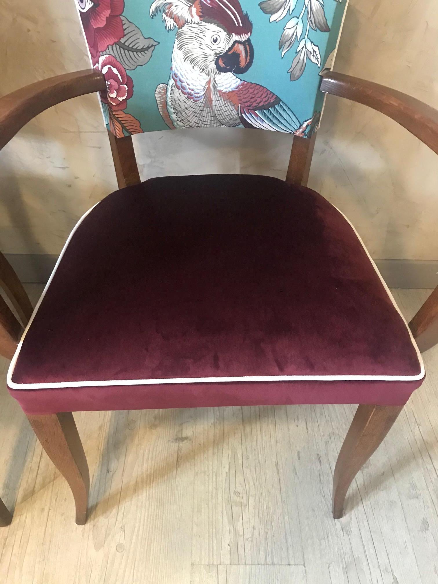 20th Century French Pair of Reupholstered Armchair, 1920s 8