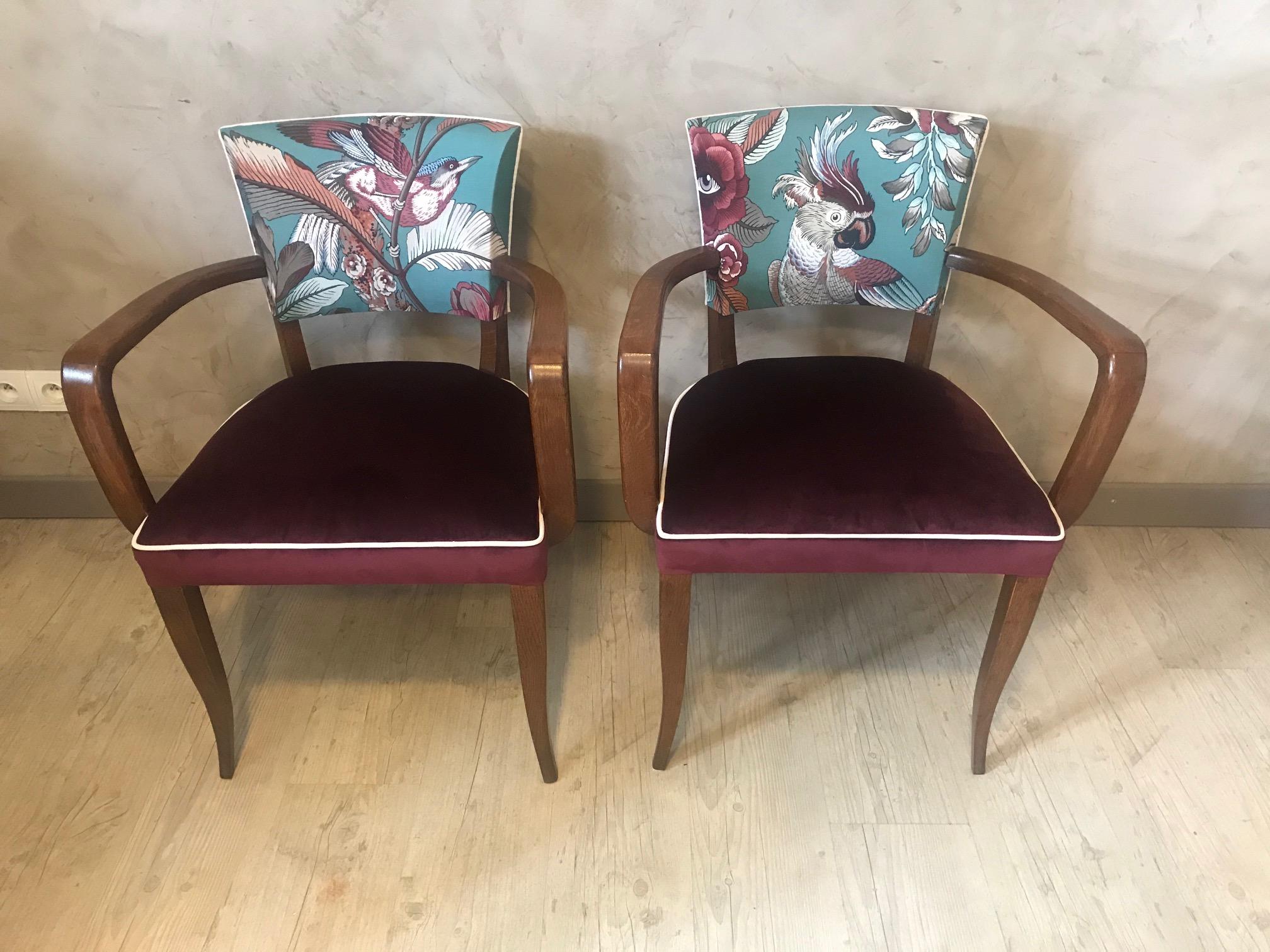 20th Century French Pair of Reupholstered Armchair, 1920s In Excellent Condition In LEGNY, FR