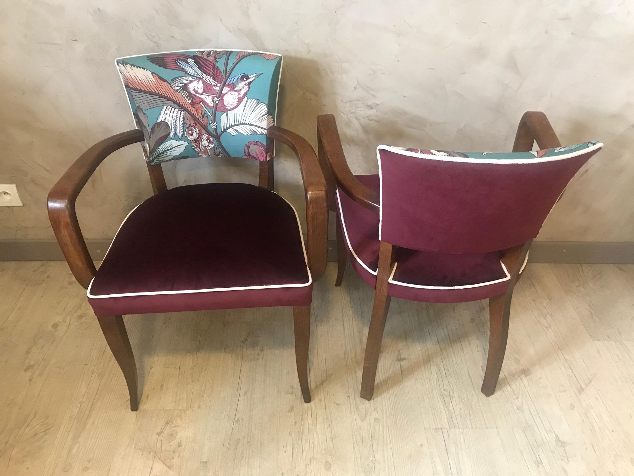 20th Century French Pair of Reupholstered Armchair, 1920s 2