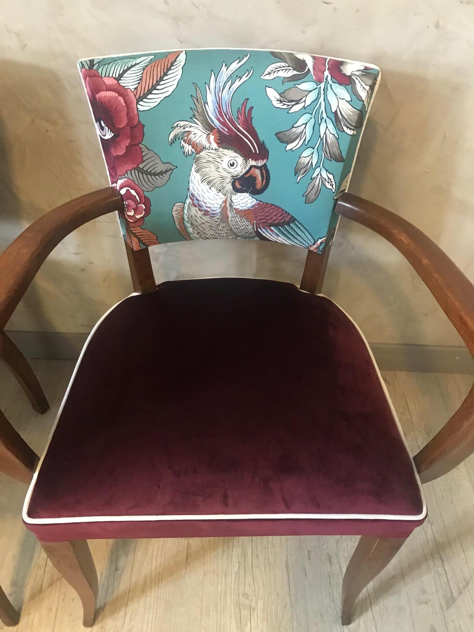 20th Century French Pair of Reupholstered Armchair, 1920s 4