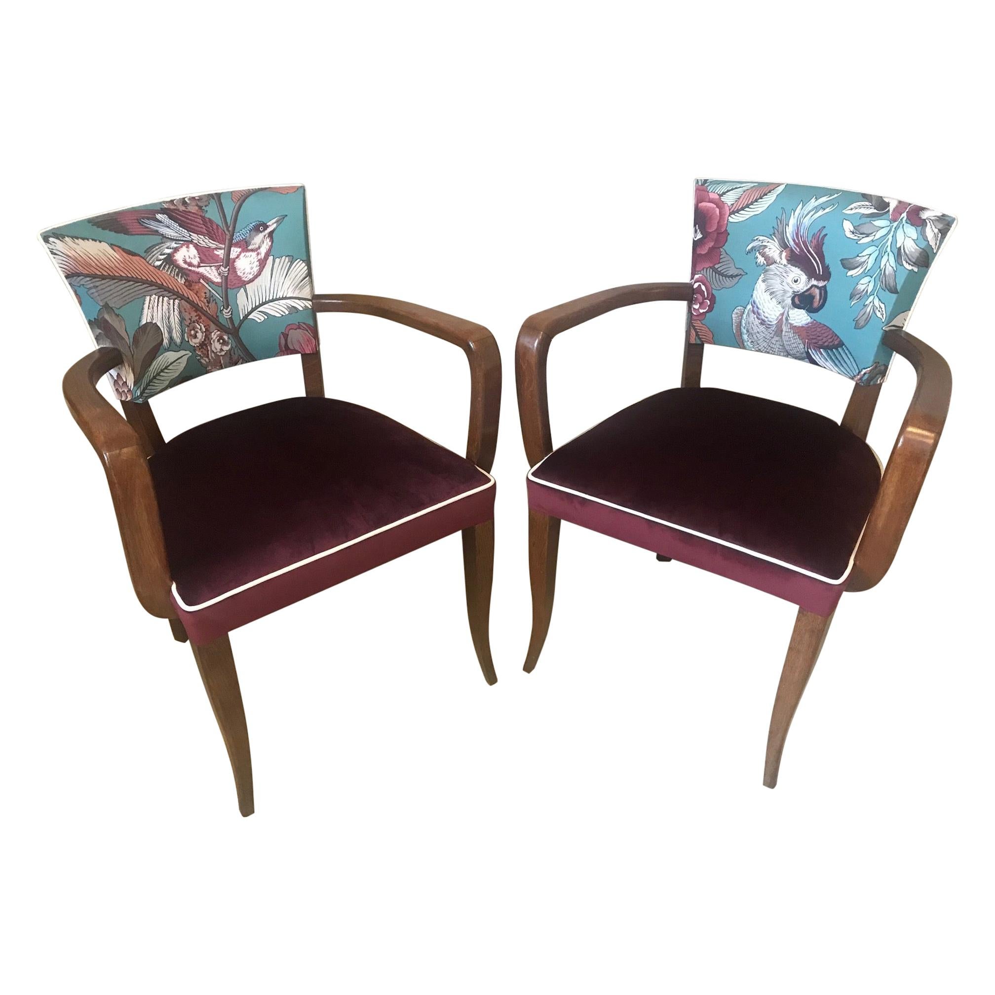 20th Century French Pair of Reupholstered Armchair, 1920s