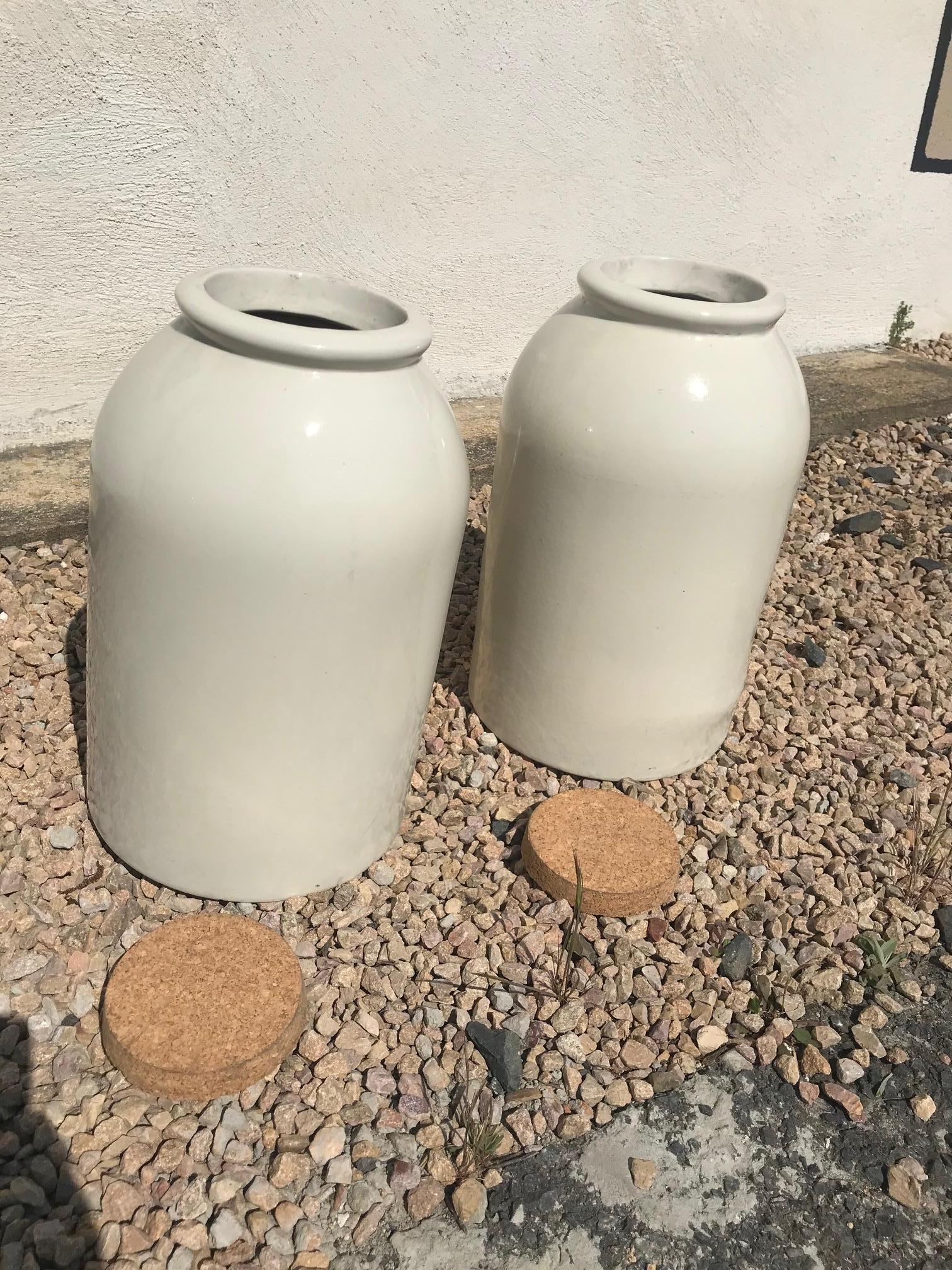 20th Century French Pair of Sandstone Salting Container, 1920s In Good Condition In LEGNY, FR