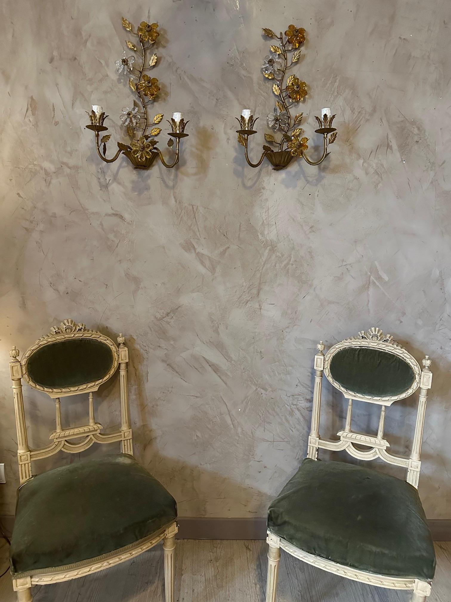 20th century French Pair of Sconces in style of Maison Bagues For Sale 6