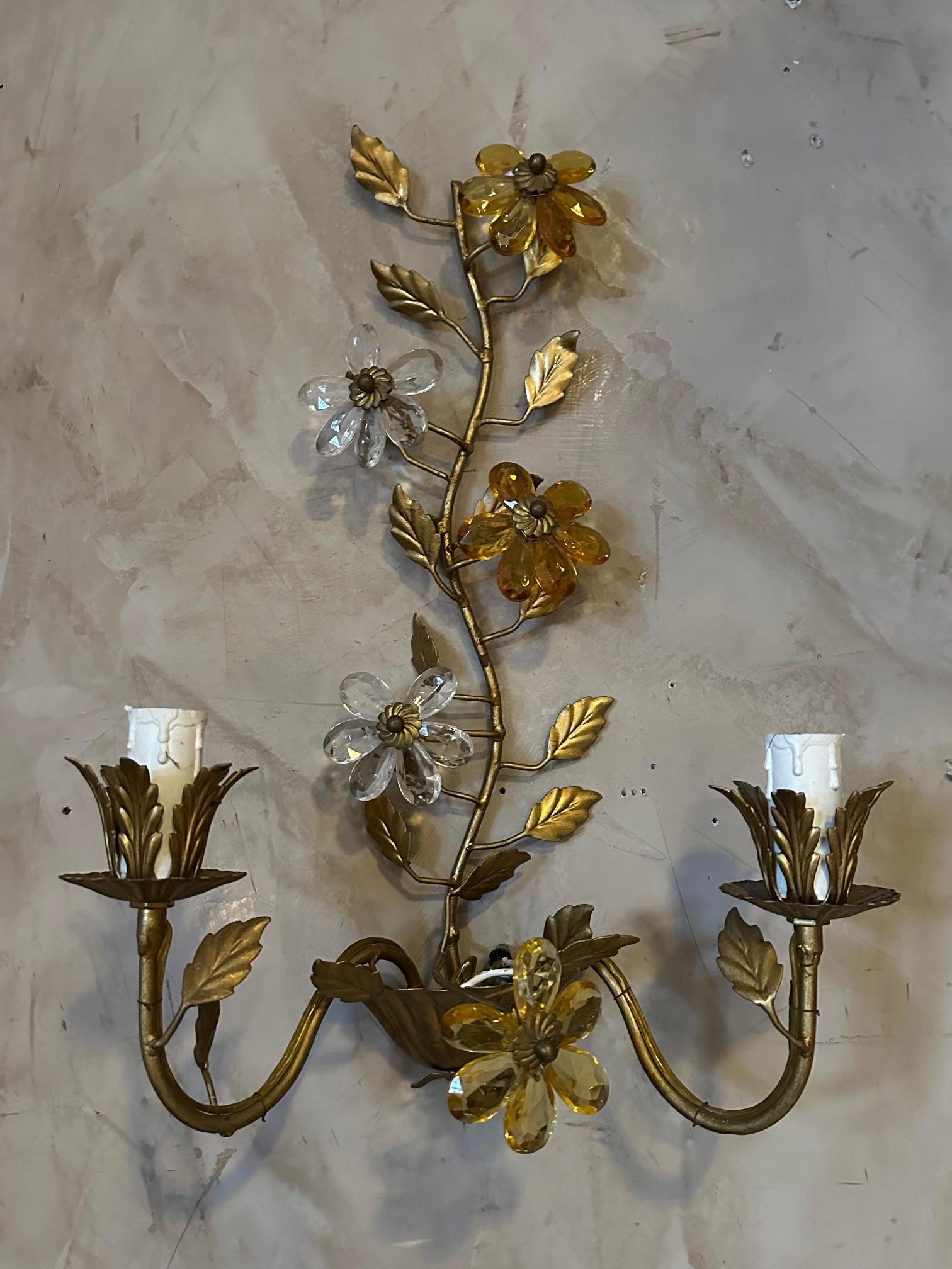 Late 20th Century 20th century French Pair of Sconces in style of Maison Bagues For Sale