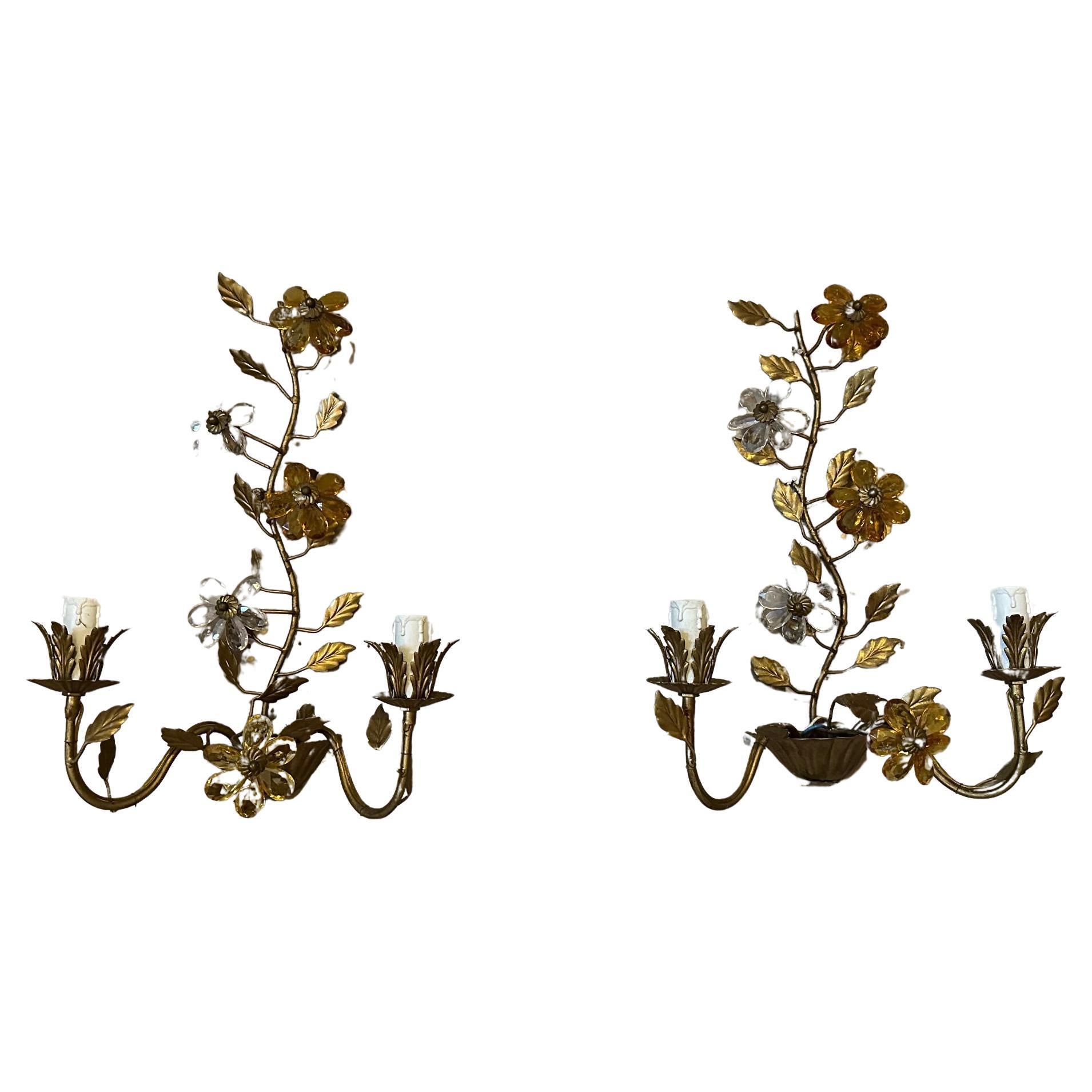 20th century French Pair of Sconces in style of Maison Bagues For Sale