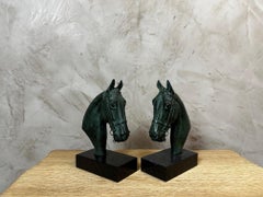 20th century French Pair of Spelter Horses Bookends, 1950s