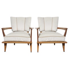 20th Century French Pair of Steiner, Beechwood Fauteuils by Etienne-Henri Martin