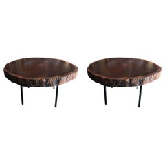 20th Century French Pair of Tree Trunk Oak Tables in the Style of George Nelson