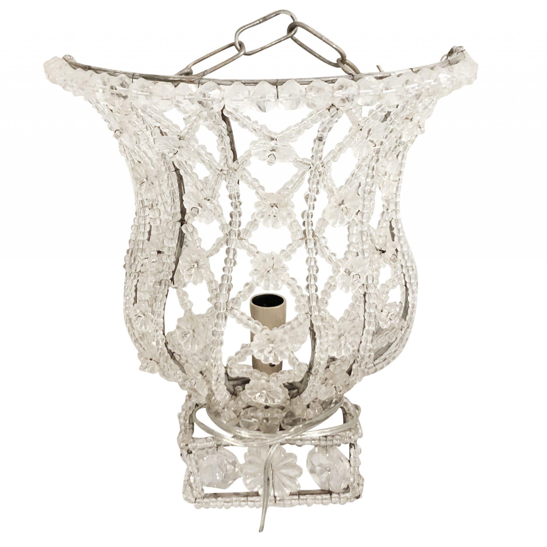 20th Century French Pair of Vintage Art Deco Cut Crystal Glass Wall Sconces In Good Condition In West Palm Beach, FL