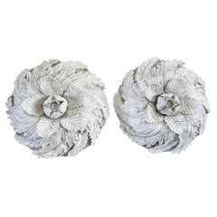 Pareja de rosetones de escayola vintage franceses del siglo XX - Diseño en relieve parisino