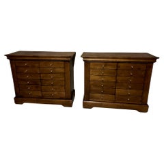 20th century French Pair of Walnut Chests of Drawer, 1960s
