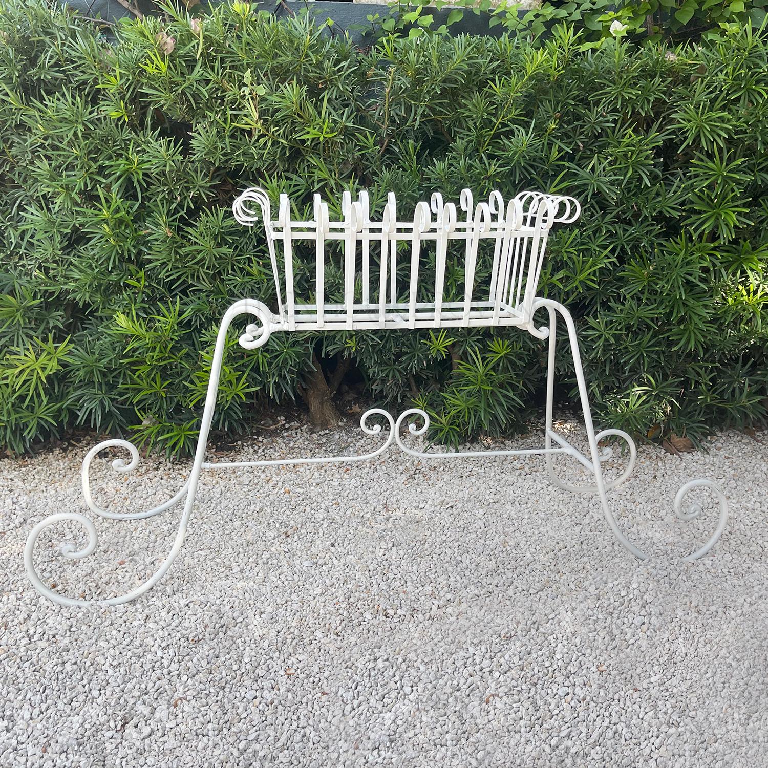 Metal 20th Century French Pair of Wrought Iron Jardinieres - Vintage Floral Stands For Sale