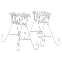 20th Century French Pair of Wrought Iron Jardinieres - Antique Floral Stands